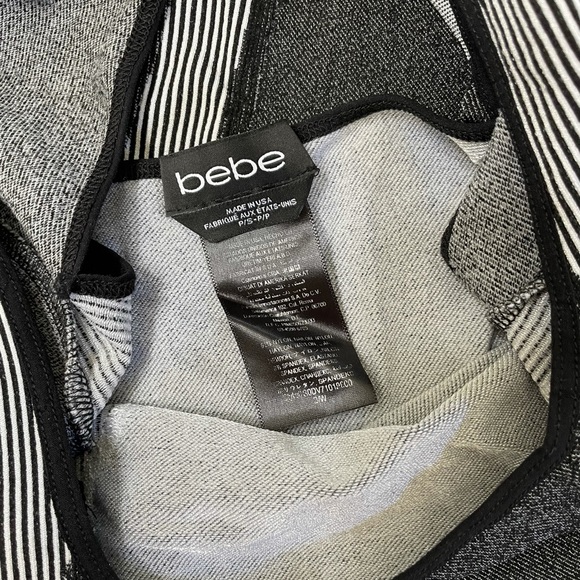 BEBE Black Grey Bodycon Mini Dress S - Picture 3 of 4